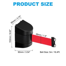 PATIKIL 16.4Ft Magnetic Wall Mount Retractable Belt Barrier, Fixed Crowd Control Barrier Rope Red Belt with Black ABS Case for Queue Line Divider Grocery Retail Store Stadium