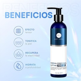 MIST JEWEL Crema Corporal Lifting Tens-Up, Reafirmante y Moldeadora  Hidratante y tonifica cuerpo, piernas y brazos con cido hialurnico, Tens-Up...   