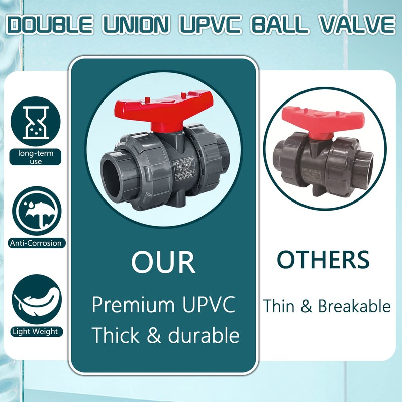 2 Inch UPVC Slip Socket End True Union Ball Valve