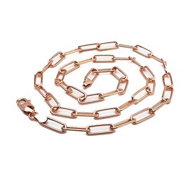 Treasure Bay Women's Necklace 925 Sterling Silver Elongated Oval Link paperclip Italian Chain Link Necklace for Ladies Girls Rose Gold Colour Length 42 45 48 50 52 55 60 65 Cm (45)
