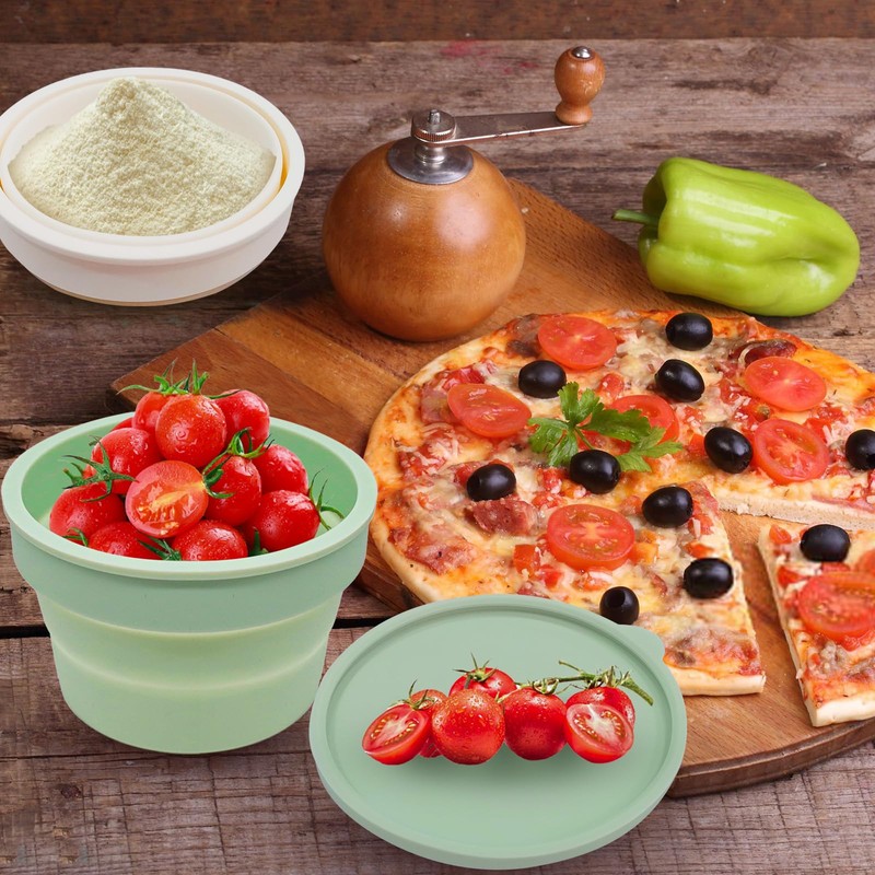 Canumer 4PCS Pizza Dough Proofing Box - Mini Stackable Silicone