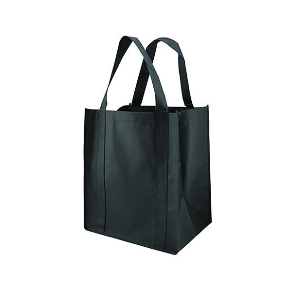 Reusable Reinforced Handle Grocery Tote Bag Large (10 Pack)Black