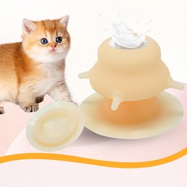 Puppy Milk Feeder for Multiple Nipples, Nipples Puppy Nursing Station with 4 Teats Soft Silicone Feeding Bottles for Puppies Kittens (Pink)