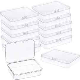 24 Pcs Mini Plastic Storage Containers Box with Lid, 4.5x3.4 Inches Clear Rectangle Box for Collecting Small Items, Beads, Game Pieces, Business Cards, Crafts Accessories