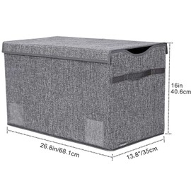 YOLOXO Toy Box Chest, Collapsible Sturdy Storage Bins with Lids, Extra Large Kids Toy Storage Organizer Boxes Bins Baskets for Kids, Boys, Girls, Nursery Room, Playroom, Closet (Linen Gray)