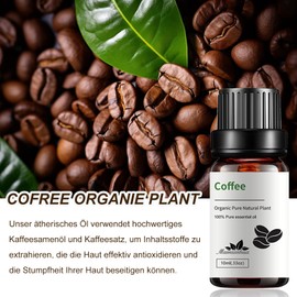 Pack of 2 Coffee Oil Against Wrinkles, Pure Coffee Essential Oil, Natural Coffee Oil Against Fine Lines and Soothing, Rejuvenating and Firming Oil for Face and Body