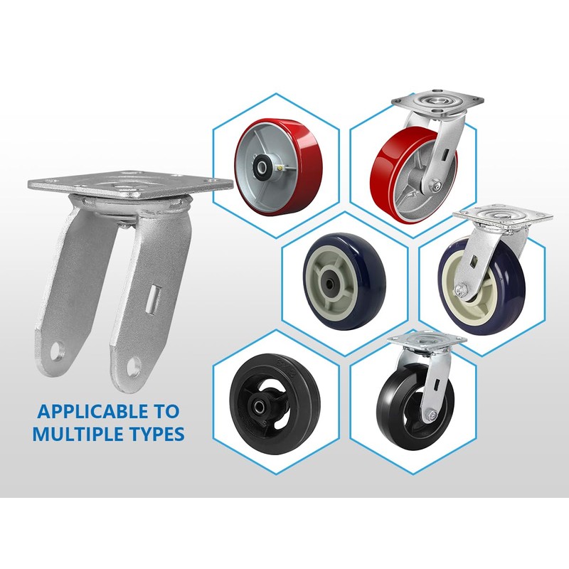 LONGRUNFORU 6" X 2" Swivel Caster Yoke, Zinc Plated Steel