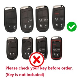 KUNIO Key Case Fits Jeep Renegade Compass Grand Cherokee Chrysler Dodge Fits Fiat 500X Ducato Tipo Cross Protection Metal Housing Key Cover Key Fob 3 Buttons Black