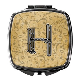 Caroline's Treasures CJ2004-HSCM Letter H Musical Instrument Alphabet Compact Mirror Decorative Travel Makeup Mirror for Women Girls Gifts Pocket Makeup Mirror Folding Handheld