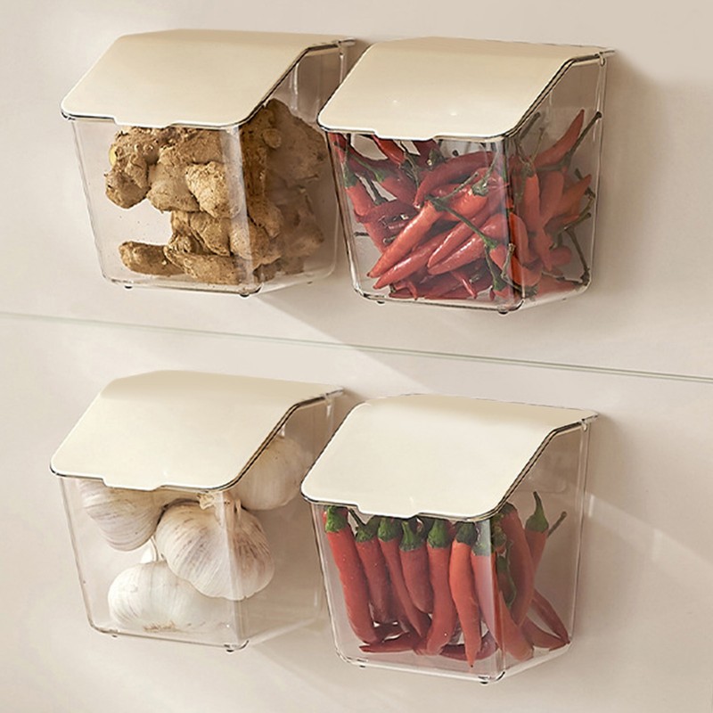 4PCS Kitchen Storage Box Wall Mount Plastic Food Container with