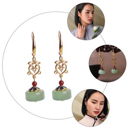 FRCOLOR 1 Pair Chic Retro Chinese Style Earrings Assorted Color Ear Pendants for Women for Parties Banquets and Daily Wear Fashionable Jewelry Eye Catching Accessory