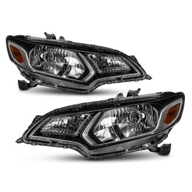 AKKON - Fits 2015 2016 2017 Honda Fit [Halogen Type] Chrome Headlight Headlamp Pair Driver+Passenger Replacement