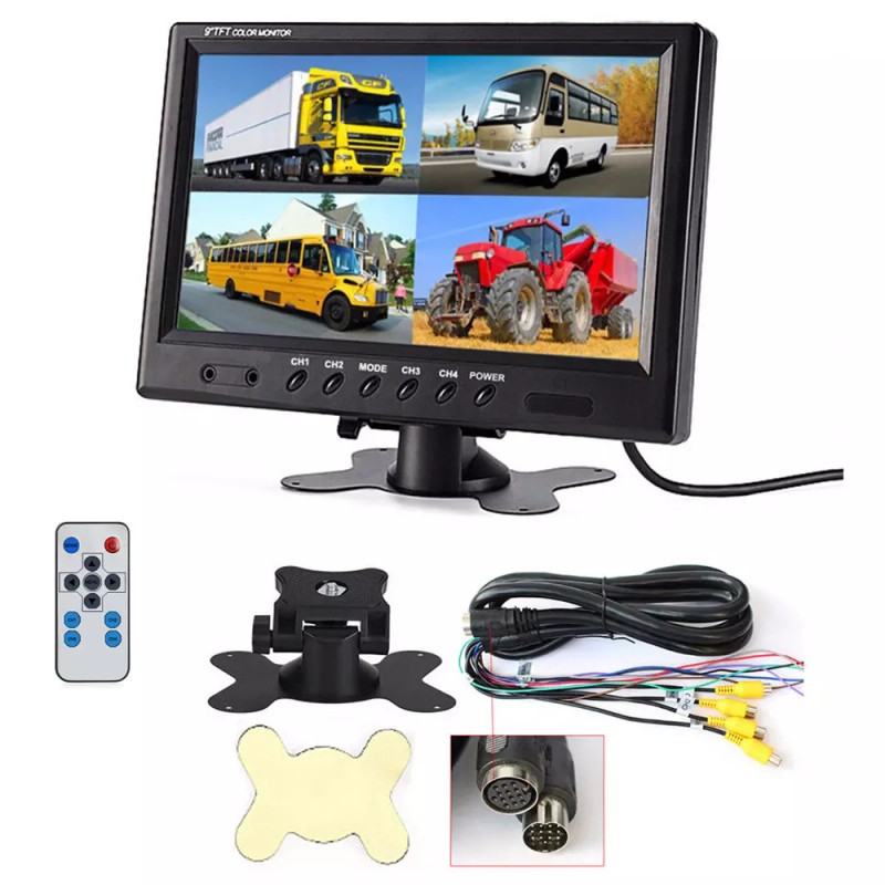 iposter 9" Quad Split Monitor Screen+4x 20M Rear View Backup