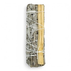 Organic California White Sage (Salvia Apiana) & Palo Santo Stick (Holy Wood) Smudge Bundle (1, Orange)