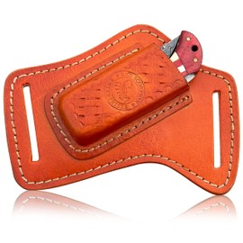 Red Scorpion Premium Leather Sheath for Pocket Knife - Durable, Handcrafted, and Stylish Knife Holder for Outdoor Enthusiasts and EDC