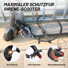 E Scooter Lock with Bag, 47.24 inches/14 mm Thick Cable Lock for E-Scooter, Bicycle Lock, Handcuff Lock E Scooter for Scooter, Bicycle, Pushchair