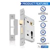 XFORT® Satin Chrome Euro Profile Sashlock 75mm, Euro Sash Lock