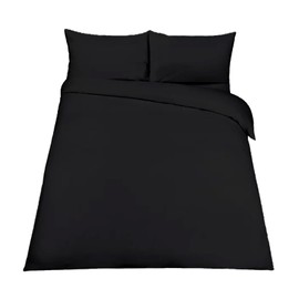 EGYPTO Polycotton Black Single Duvet Cover Set - Soft, Breathable Anti-Allergic Bedding Set - with Comfortable Pillow Case for Bed (Single, Black)