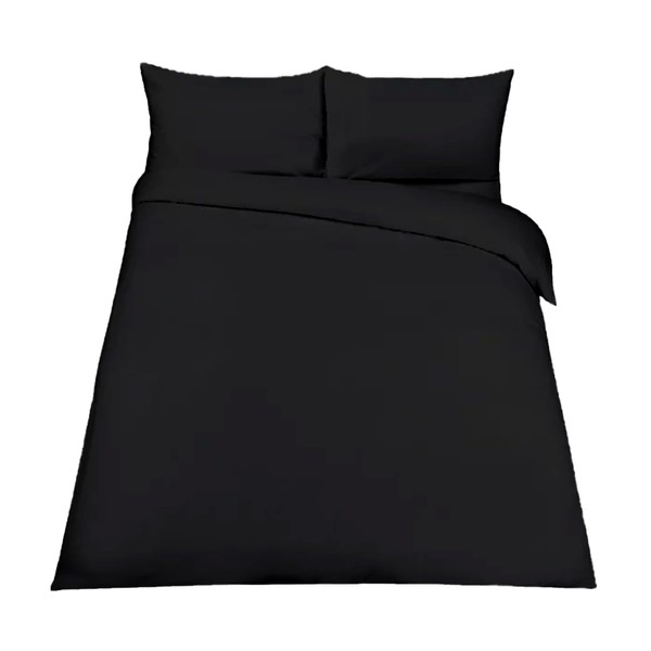 EGYPTO Polycotton Black Single Duvet Cover Set - Soft, Breathable