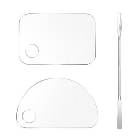 2 Pieces Acrylic Palette with 1 Metal Spatula, Mixing Palette, Transparent Palette, Cosmetic Palette, Colour Corrector, Makeup Set for Women, Suitable for Makeup Artists, Manicure