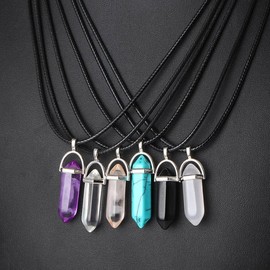 Elegant Rose 6 Women's Friendship Pendant Necklace Black Quartz Prism Necklace