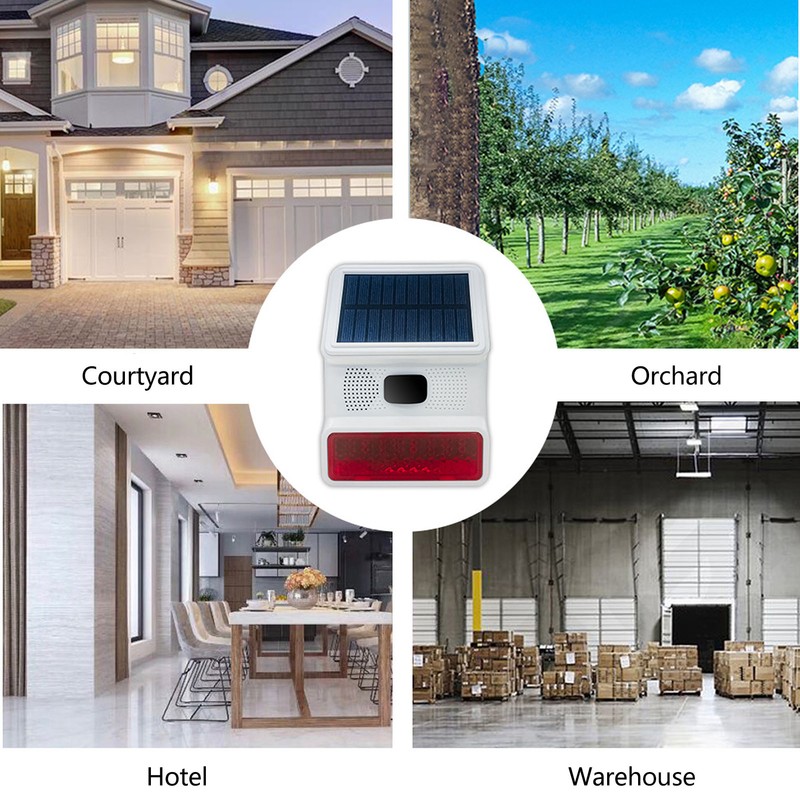 Solar Alarm Wireless DC 5V 433MHz 100dB Infrared Sensor IP65