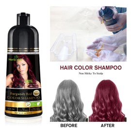 Herbishh Burgundy 3-In-1 Hair Color Shampoo for Gray Hair Magic Hair Dye Shampoo Colors Hair in MinutesLong Lasting500 MlAmmonia-Free