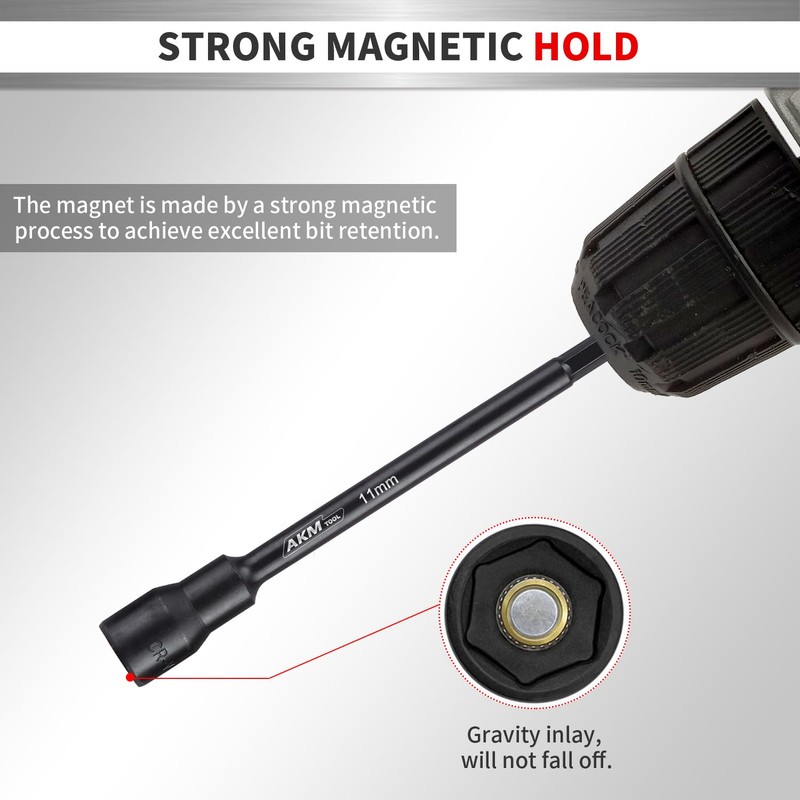 AKM TOOL 9-Piece Long Universal Nut driver set, 6 inch