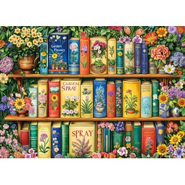 Puzzles 1000 Pieces for Adults jigsaw puzzles for adults-Colorful Gardening Book & Magical Flower Bookshelf -1000 Piece Puzzle Classic Educational Games Beautiful Decoration Puzzle