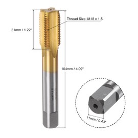 QUARKZMAN Straight Groove Taps M18 x 1.5 Metric Left Hand Thread Titanium Coated M35 Cobalt High Speed Steel Thread Cutting End
