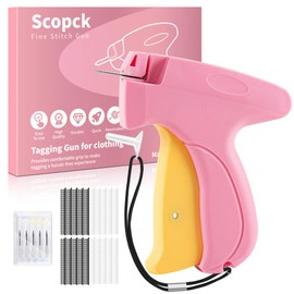 Stitch Gun for Clothes - Handheld Stitch Gun Quick Clothing Fixer - Mini Sewing Kit Micro Tagging Gun - Includes 6 Needle, 1000 Black Fasteners & 1000 White Fasteners (Pink-Yellow)