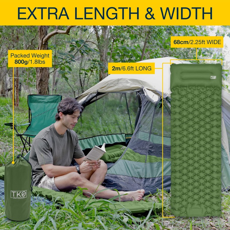 TKO Outdoor Comfort Sleeping Pad - Inflatable Camping Mattress with