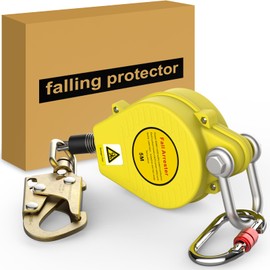 16FT Self Retracting Lifeline, Heavy Duty Fall Arrest Safety Lanyard, Dual Alloy Steel Hooks, ANSI/OSHA Compliant, Steel Wire Rope, SRL for Roofing & Construction PPE Gear