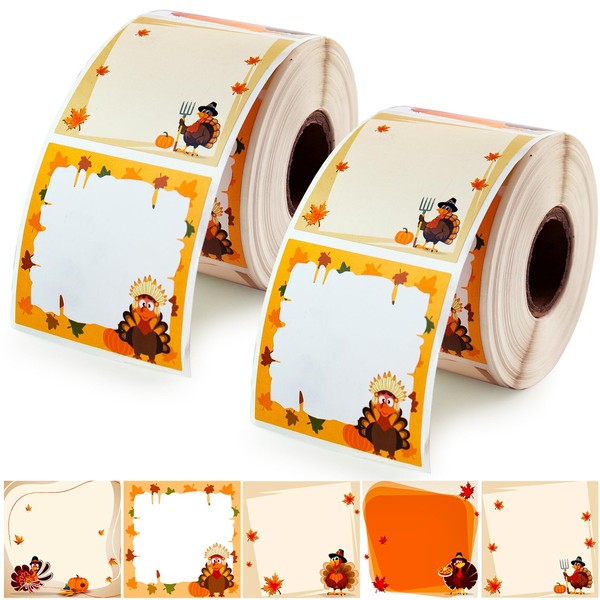 2 Inch Thanksgiving Square Name Tag Direct Thermal Labels Stickers