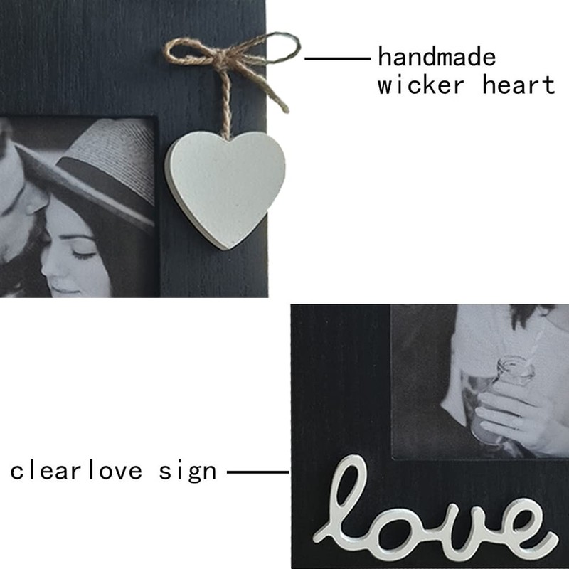 Simelecor Black Wooden Picture Frame 4x6 for Love with Heart-Table
