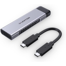 LENTION M.2 NVMe SSD Enclosure Adapter USB 3.1 10Gbps to M.2 SSD 2tb External Hard Drive, External SSD Supports NVME M-Key/(B+M), UASP for SSD Size 2280/2260/2242/2230(C9Elite, Space Gray)