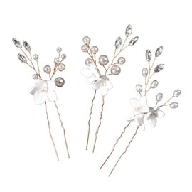 Pack of 3 Silver Wedding Flower Hair Pins Bridal Headpiece Wedding Hair Pieces Accessories for the Bride