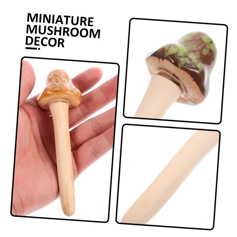 CAXUSD Tiny Mushroom Figurines in Ceramic 6pcs Garden Miniature Adornment