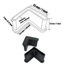 16 Pcs 1" x 1" (25mm x 25mm) L Shaped Rubber Angle Iron Caps, Furniture Angle Iron Foot Pads Furniture Rubber Leg Covers, Black