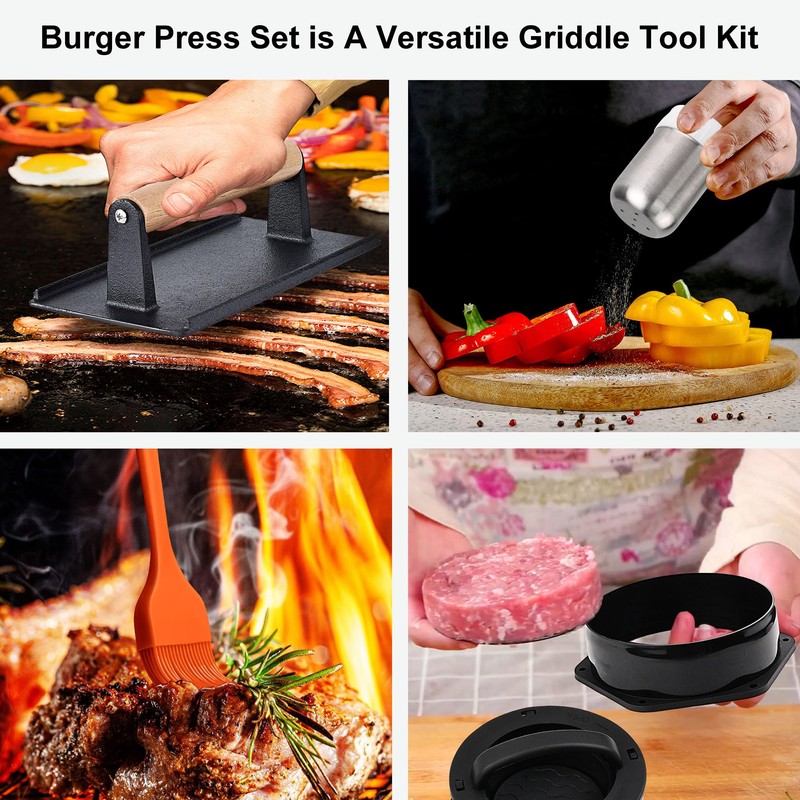 POLIGO 5PCS Smash Burger Press Kit - 4 in 1