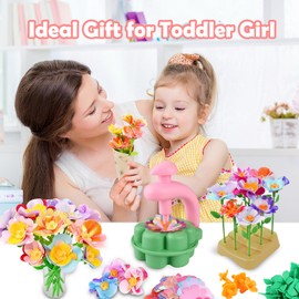 INKZOO DIY Fabric Flower Bouquet Craft Kit for Kids, Educational Arts & Crafts Toy, Build Your Own Flowers, DIY Creative Activity Christmas Birthday Gift for 4 5 6 7 8+ Year Old Toddler Girls