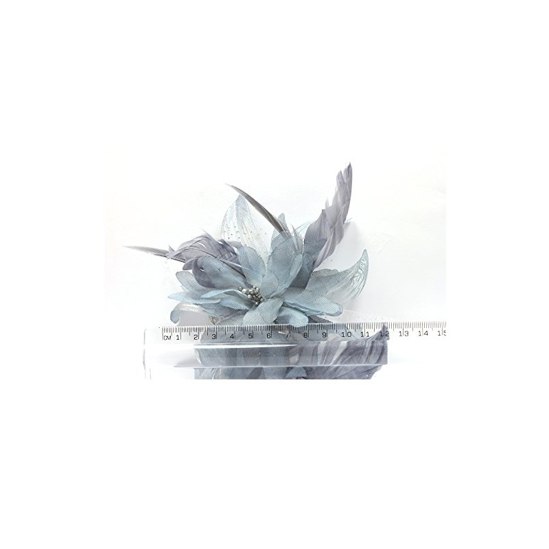 Pretty Cool - Grey Flower & Feather Comb Fascinator
