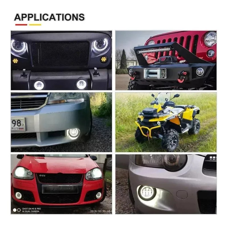 Par 4'' Faros Led Niebla Ojos Ángel Para Wrangler Y