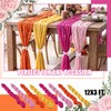 12 Pcs Pink and Orange Cheesecloth Gauze Table Runners