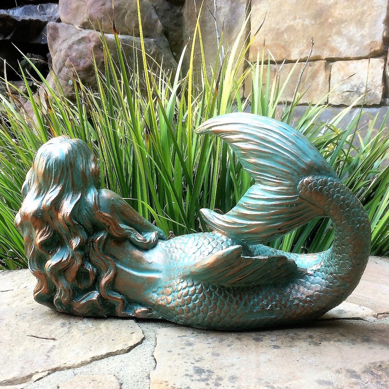 3 Piece Mermaid Table Top Bronze Patina Beach and Pool