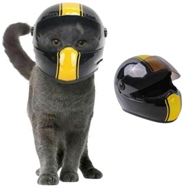 Pet Motorcycle Helmet Dog/Cat Full Face Motorcycle Helmet Outdoor Motorcycle Bike Riding Helmet Hat for Cat Dog Doggie Puppy Kitten Pet Supplies Racing Car Fan Collectible Small Gift (Black-Yellow)