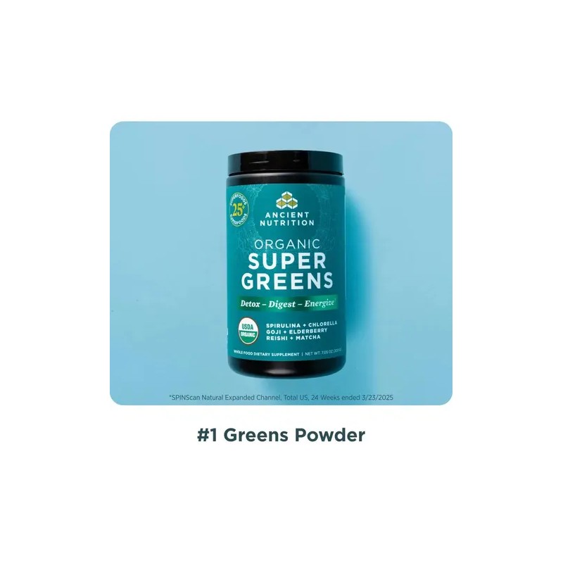 Superalimento Orgánico Ancient Nutrition SuperGreens con Probióticos y Enzimas en
