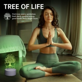 Heysliy Night Light, The Tree of Life Table Lamp with Colour Changing/Remote Control/Dimmable/Touch Button, Jesus Healing Spiritual Good Luck Gifts for Women