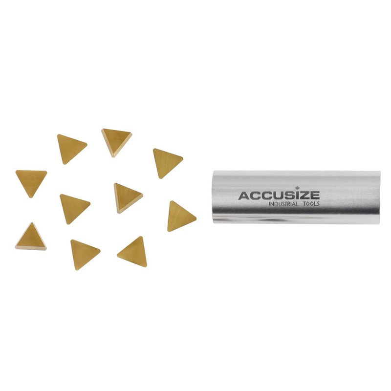 Accusize Industrial Tools Tpg221 Tin Coated Carbide Inserts, 10 Pcs/Box,