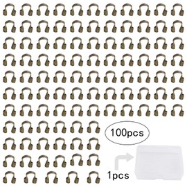 100pcs Antique Bronze Wire Guardians U-Shaped Wire Guard Loops Alloy Wire Cable Thread Protectors Accessories with a Box for DIY Bracelet Necklace Jewelry Making Supplies